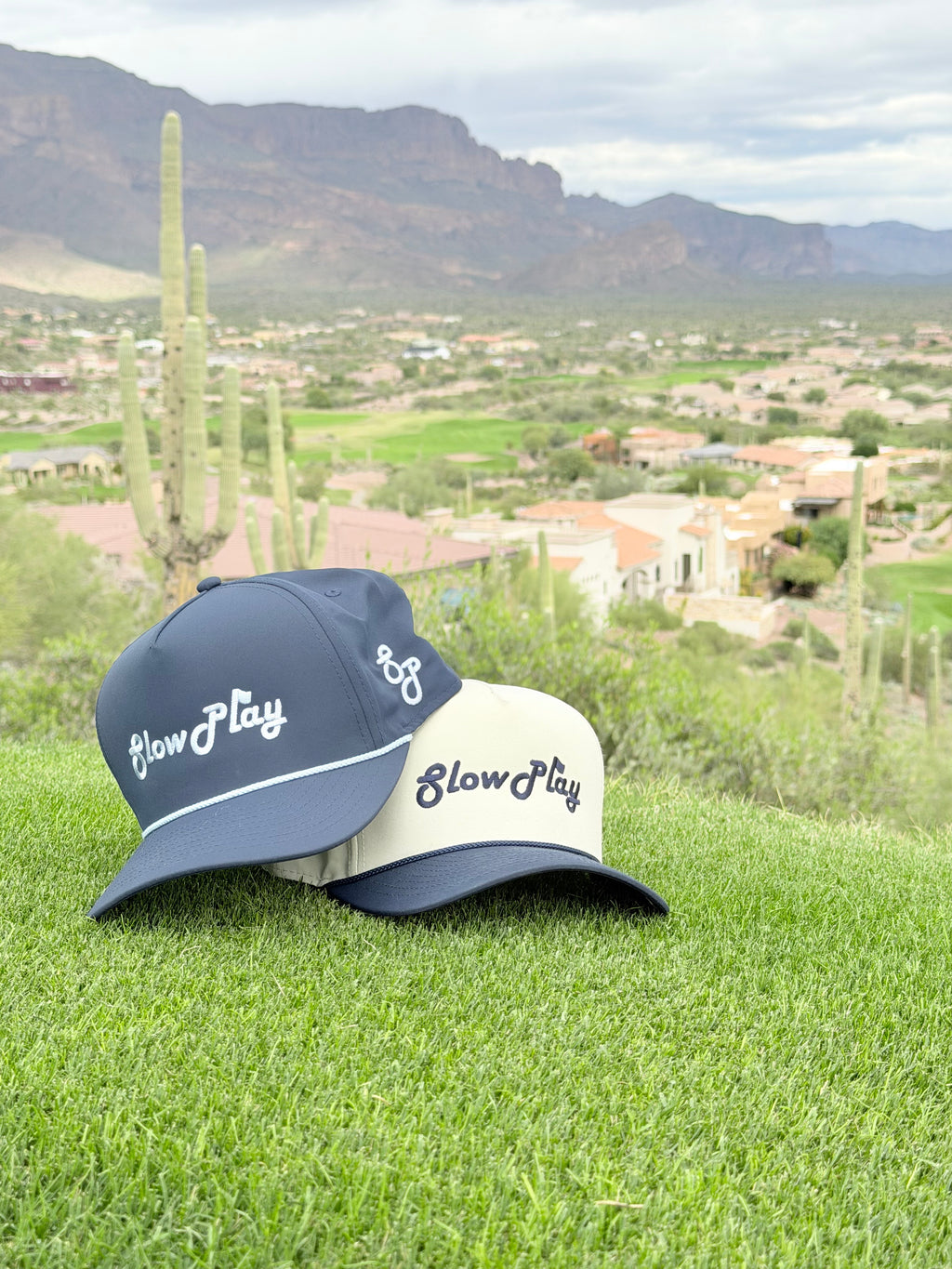Navy Blue Slow Play Golfing Hat w/ Light Blue Rope
